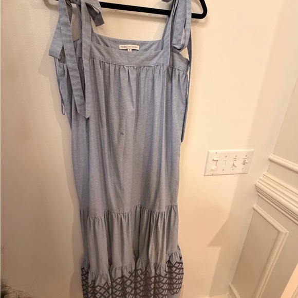 Rebecca Minkoff Light Blue Midi Dress with Patterned Hem Lucy Dress - Picture 3 of 5